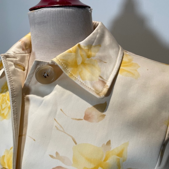BANANA REPUBLIC Cream & Yellow ROSES Trench Coat Size S NWT $228 - Picture 8 of 15